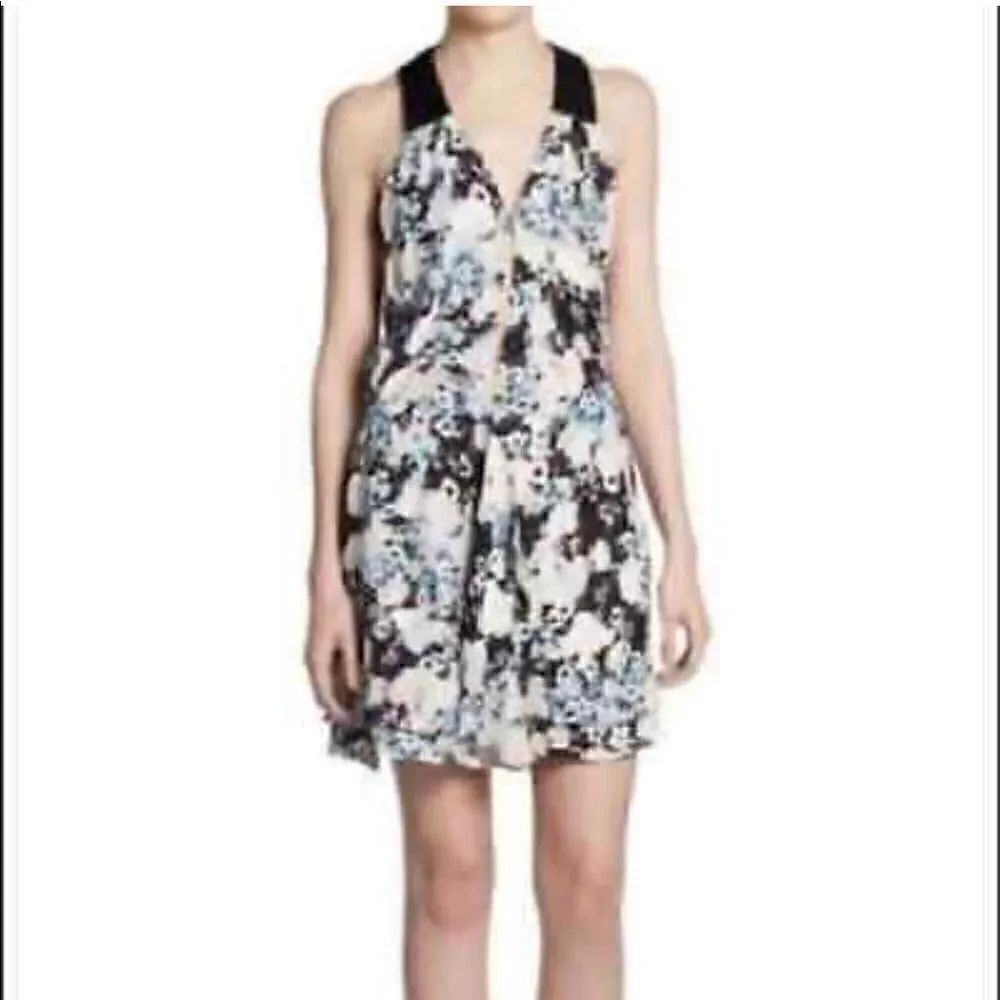 Parker Silk Floral Sleeveless Mini Wrap Dress S